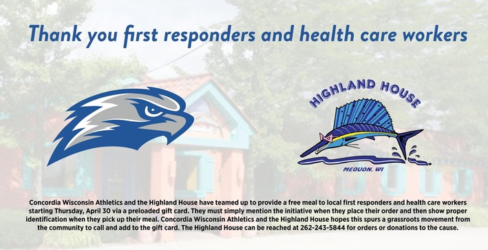 CUW Athletics, Highland House support local first responders, health care workers with free meal