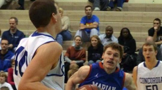 Falcon Men's Basketball escapes with hard-earned win over Marian