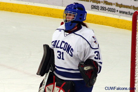 DeGeorge records career-high 54 saves, Women’s Hockey ties St. Scholastica